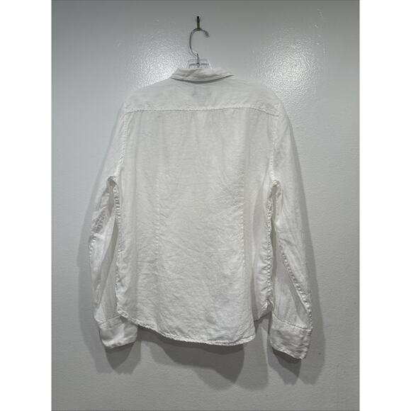 J. Crew Baird McNutt Irish Linen Button Down Shirt Womens Size 14 Slim Fit White - Picture 3 of 8
